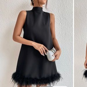 Bought it for NY party but never ware. Brand new cute dress with feathers